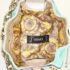 Bolso Versace en ante azul y cuero dorado - Detail D2 thumbnail