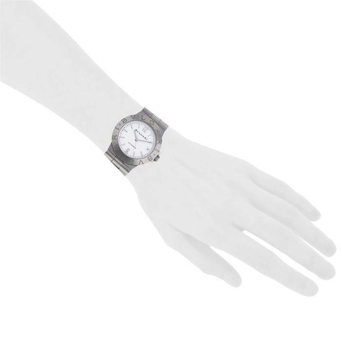 Bulgari Diagono-Automatique watch in stainless steel Ref: LCV35S Circa 2000 - Detail D1