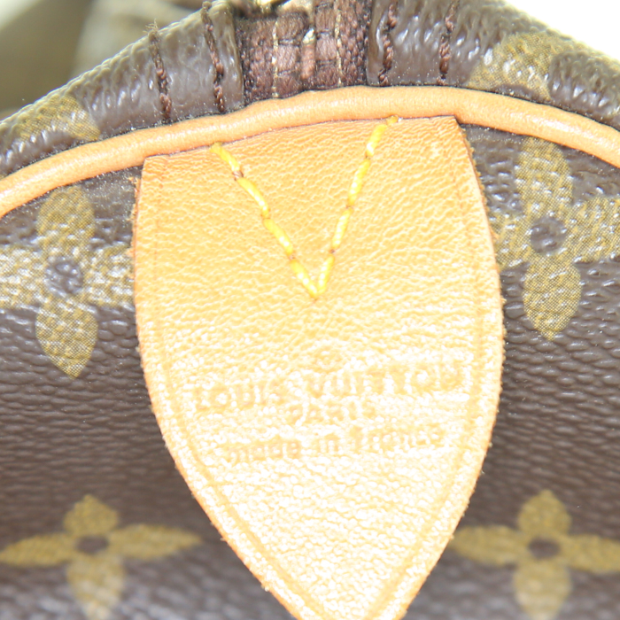 Louis Vuitton Speedy 30 handbag in brown monogram canvas and natural leather - Detail D3
