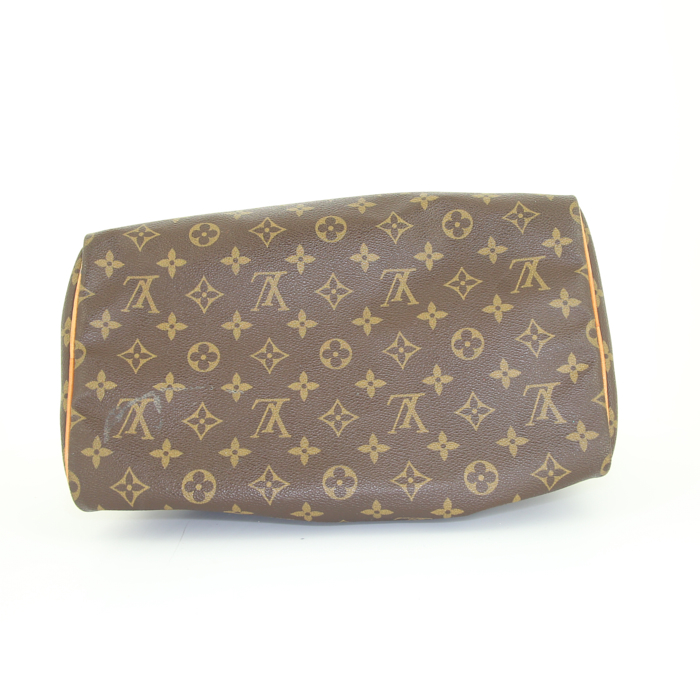 Louis Vuitton Speedy 30 handbag in brown monogram canvas and natural leather - Detail D4