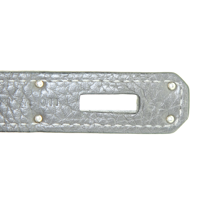 Hermes Birkin 35 cm handbag in anthracite grey togo leather and Rose Confetti leather - Detail D5