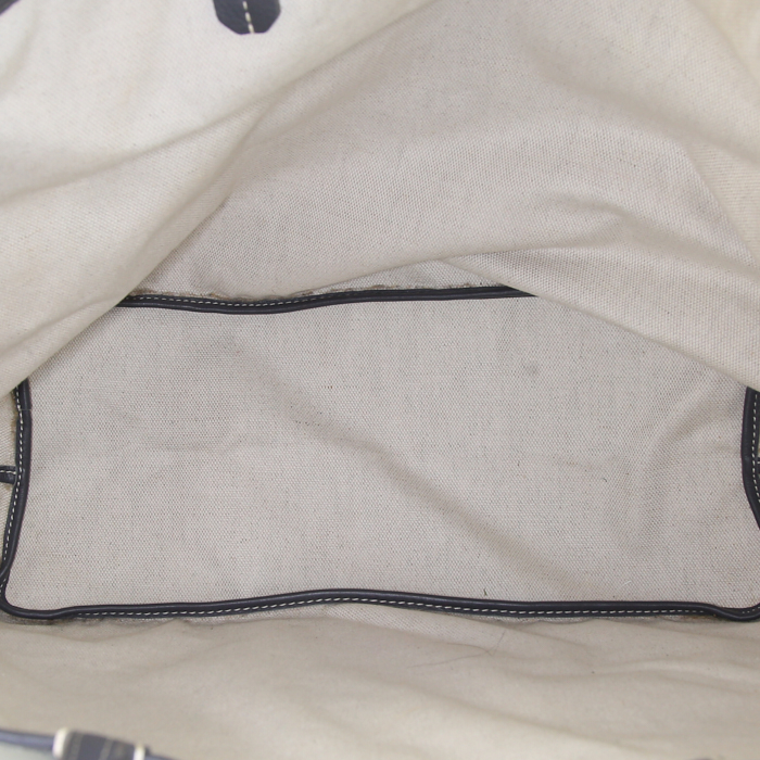 Shopping bag Goyard Saint-Louis modello medio in tela monogram cerata grigia e pelle grigia - Detail D2