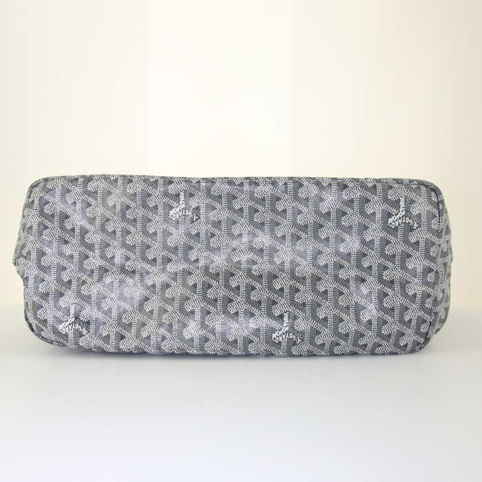Goyard Saint-Louis medium model shopping bag in grey monogram canvas and grey leather - Detail D4