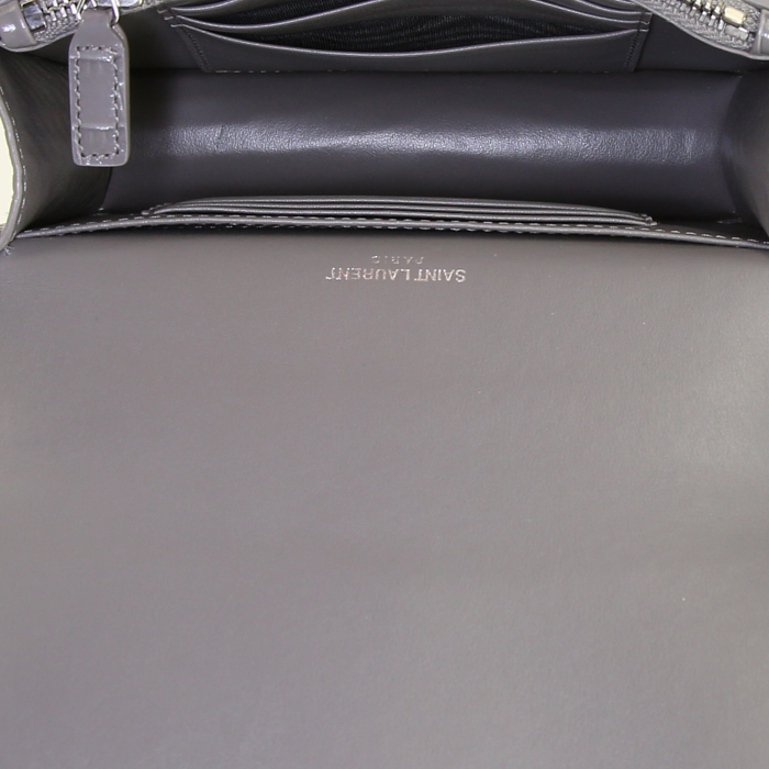 Borsa a tracolla Saint Laurent Sunset in pelle grigia simil coccodrillo - Detail D3