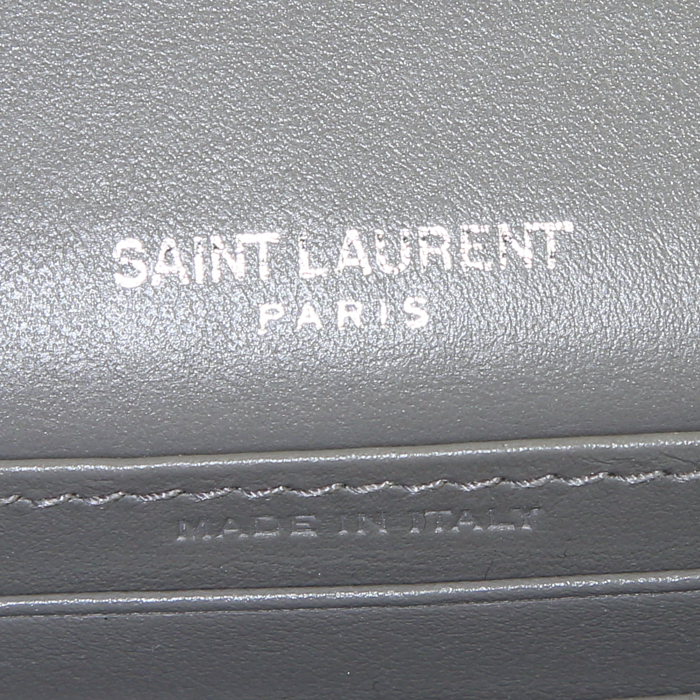 Sac bandoulière Saint Laurent Sunset en cuir gris - Detail D4
