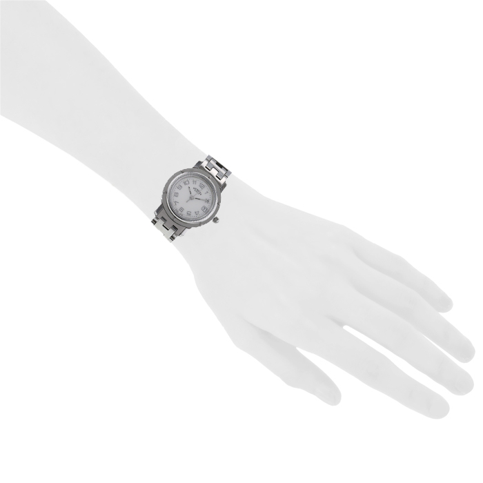 Montre Hermes Clipper en acier Ref :  CL4.210 Vers  1990 - Detail D1