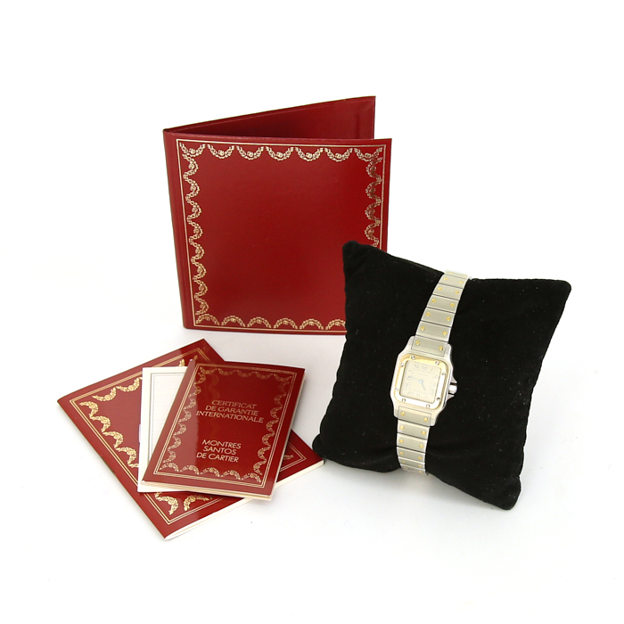 Cartier Santos Galbée watch in gold and stainless steel Circa  1995 - Detail D2