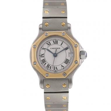 Reloj Cartier Santos Ronde de oro y acero Circa  1990
