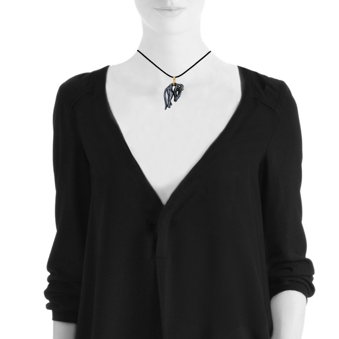 Cartier Panthère 1980's pendant in yellow gold and silver - Detail D1