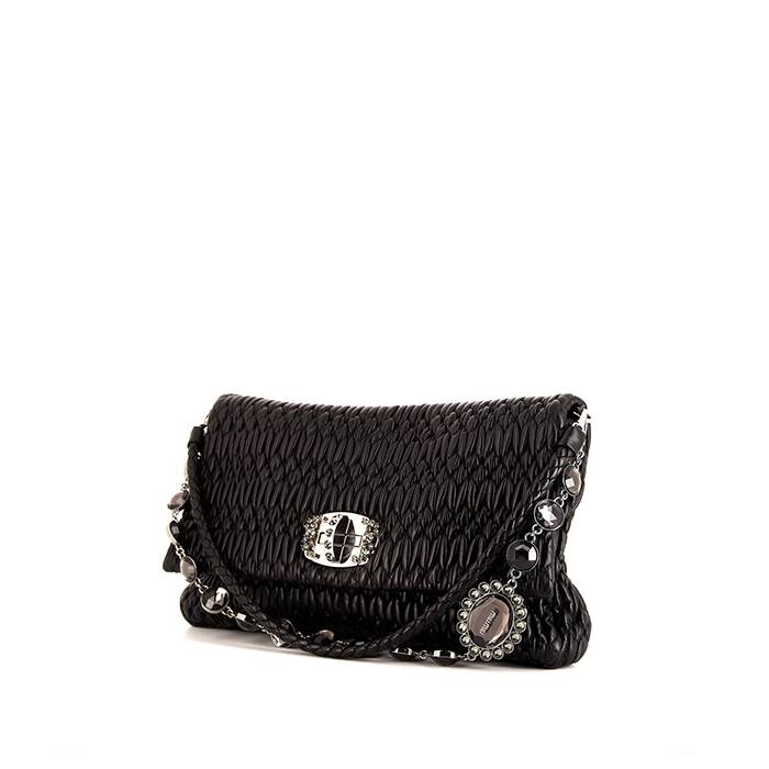 Miu Miu Iconic Crystal bag worn on the shoulder or carried in the hand in black quilted leather - 00pp