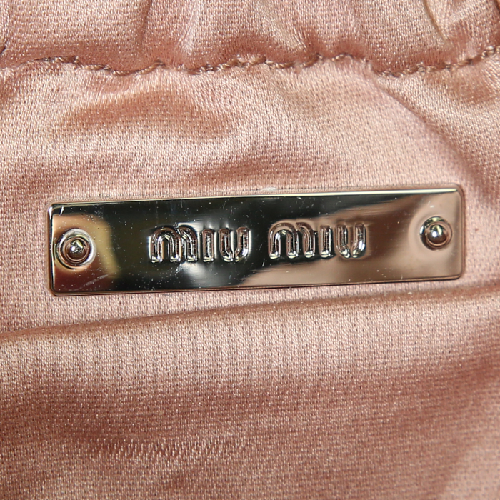 Miu Miu Iconic Crystal bag worn on the shoulder or carried in the hand in black quilted leather - Detail D4