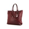 Prada Daino shopping bag in burgundy grained leather - 00pp thumbnail