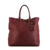 Prada Daino shopping bag in burgundy grained leather - 360 thumbnail
