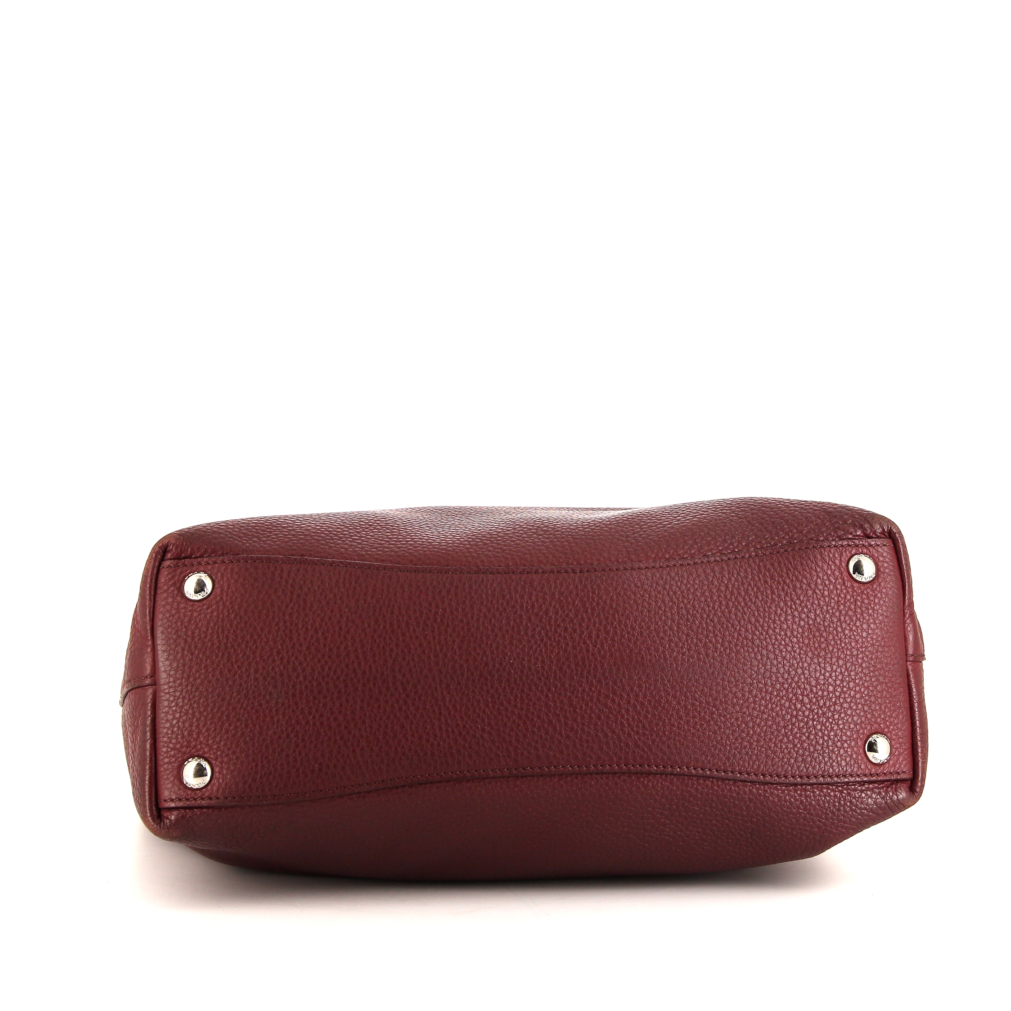 Prada Daino shopping bag in burgundy grained leather - Detail D5