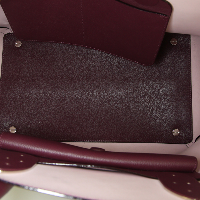 Dior Open Bar shopping bag in burgundy grained leather - Detail D3