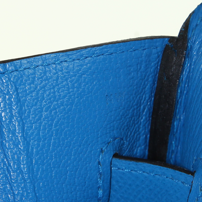 Bolso de mano Hermes Birkin 35 cm en cuero epsom azul Zanzíbar - Detail D4