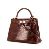 Hermes Kelly 28 cm handbag in cognac niloticus crocodile - 00pp thumbnail