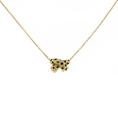Collier époque années 80 Fred Panthère en or jaune et émail noir
