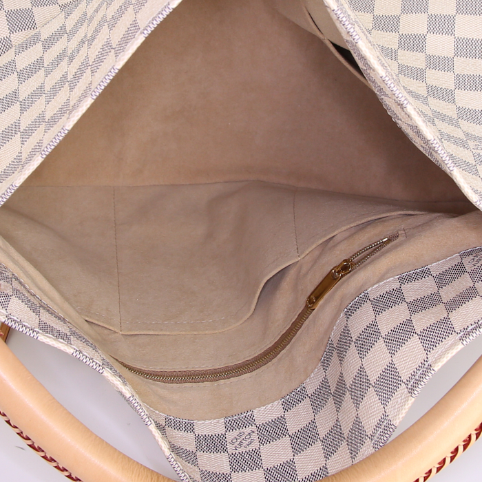 Louis Vuitton Artsy medium model handbag in azur damier canvas and natural leather - Detail D2