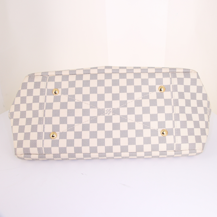 Sac à main Louis Vuitton Artsy moyen modèle en toile damier enduite azur et cuir naturel - Detail D4