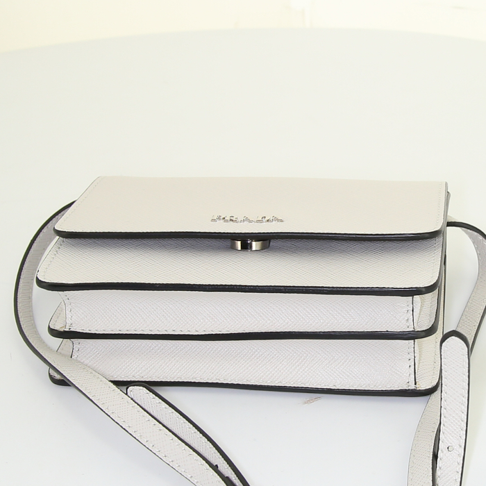 Borsa a tracolla Prada in pelle saffiano bianca - Detail D4