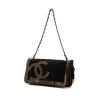 Chanel Editions Limitées bag worn on the shoulder or carried in the hand in black velvet and khaki vinyl - 00pp thumbnail