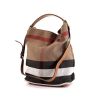 Burberry Ashby shoulder bag in beige, black, white and red canvas and brown leather - 00pp thumbnail