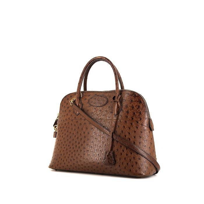 Hermes Box Leather Canvas Bolide Bag 31 Brown