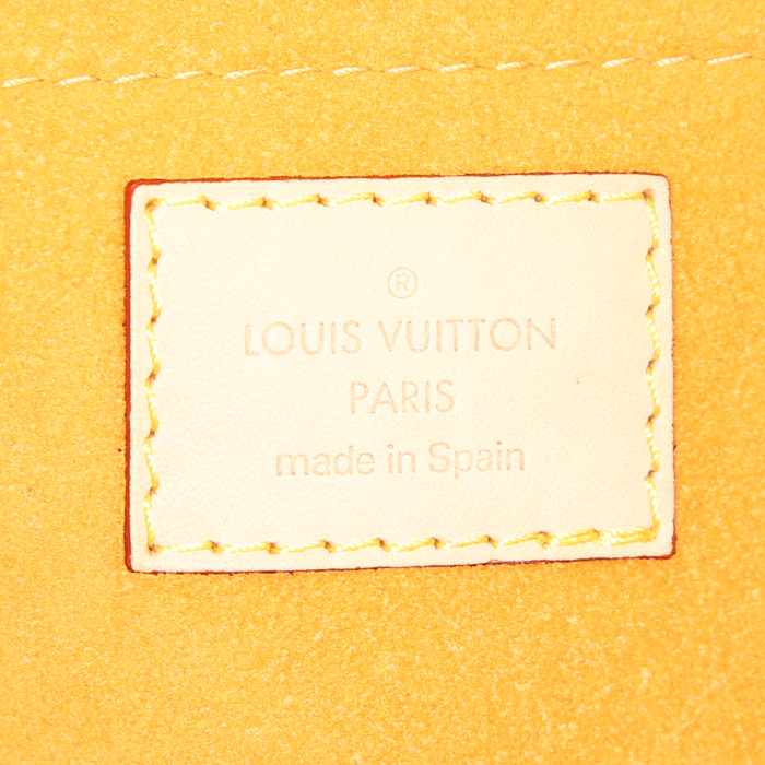 Louis Vuitton Pleaty pouch in blue monogram denim canvas and natural leather - Detail D3