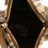 Borsa a tracolla Burberry Broguing in tela Haymarket beige e pelle marrone - Detail D2 thumbnail