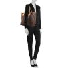 Shopping bag Louis Vuitton Neverfull modello medio in tela monogram marrone e pelle naturale - Detail D1 thumbnail
