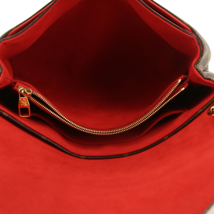 Borsa a tracolla Louis Vuitton Pallas Chain in tela monogram e pelle rossa - Detail D3