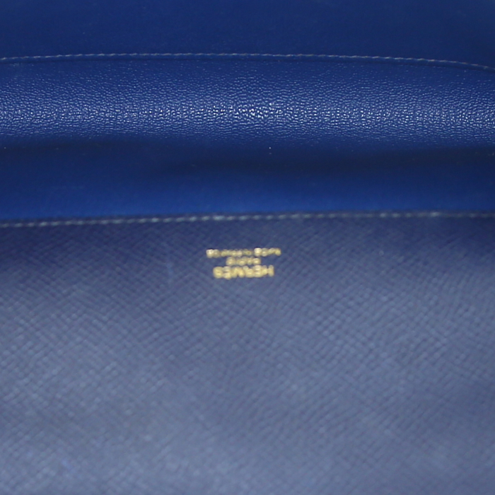 Pochette Hermès Kelly Cut en cuir epsom bleu - Detail D2