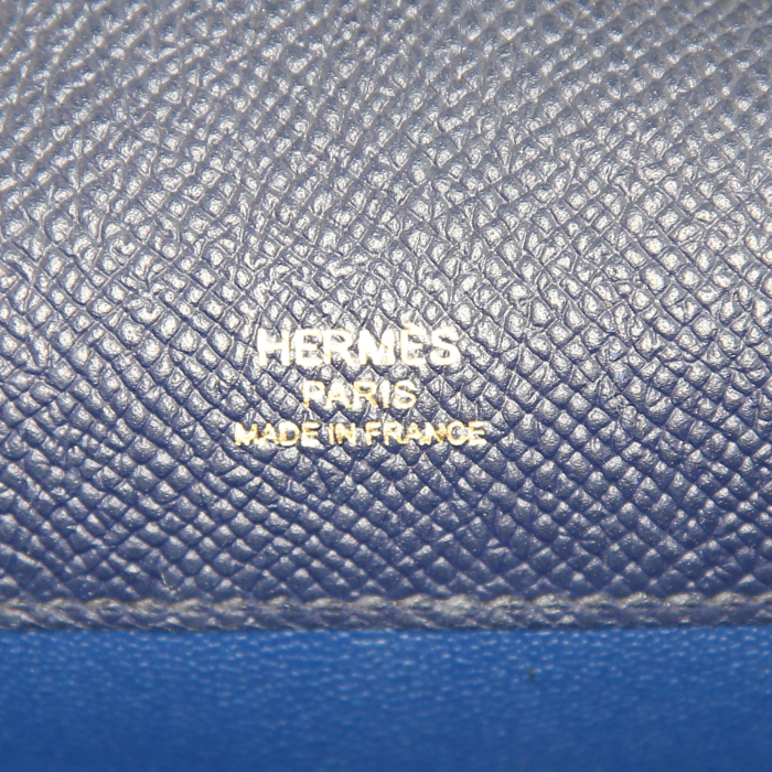 Pochette Hermès Kelly Cut in pelle Epsom blu - Detail D3