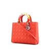 Dior Lady Dior large model handbag in coral leather cannage - 00pp thumbnail