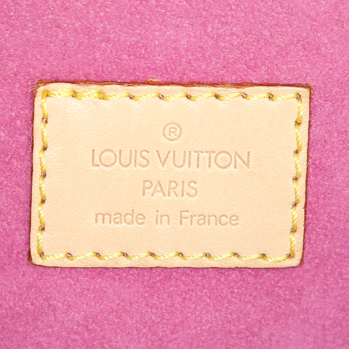 Louis Vuitton Neo Speedy handbag in pink denim and natural leather - Detail D3