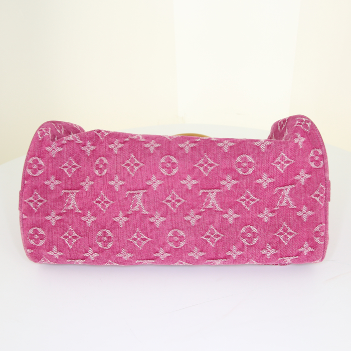 Sac à main Louis Vuitton Neo Speedy en denim rose et cuir naturel - Detail D4