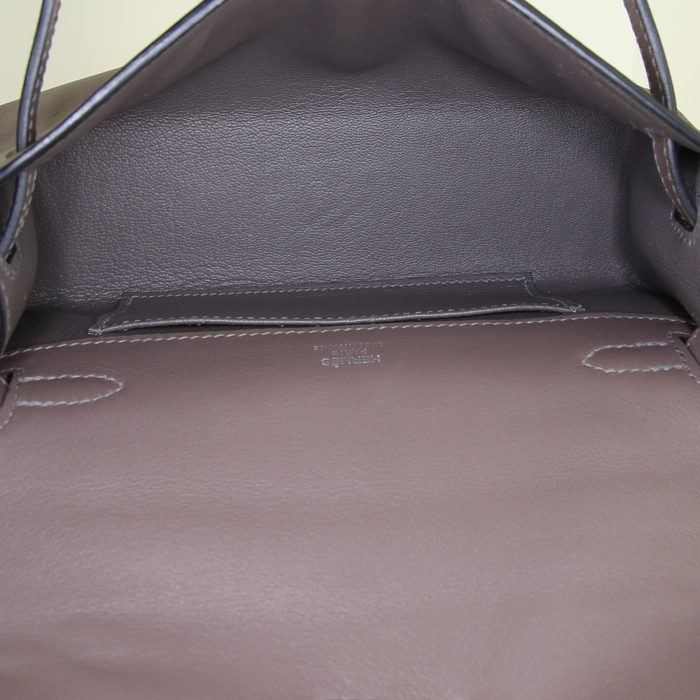 Hermès pouch in etoupe Swift leather - Detail D2