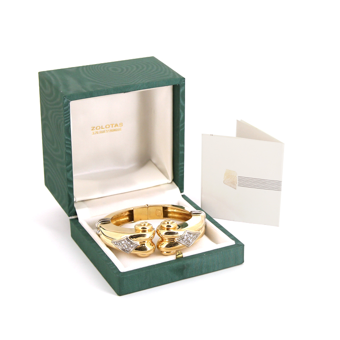 Brazalete época años 80 Zolotas en oro amarillo,  oro blanco y diamantes - Detail D2