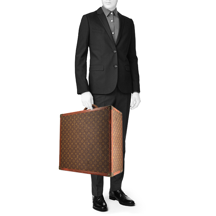Louis Vuitton Brettes Chapeaux suitcase in monogram canvas and brown lozine (vulcanised fibre) - Detail D1