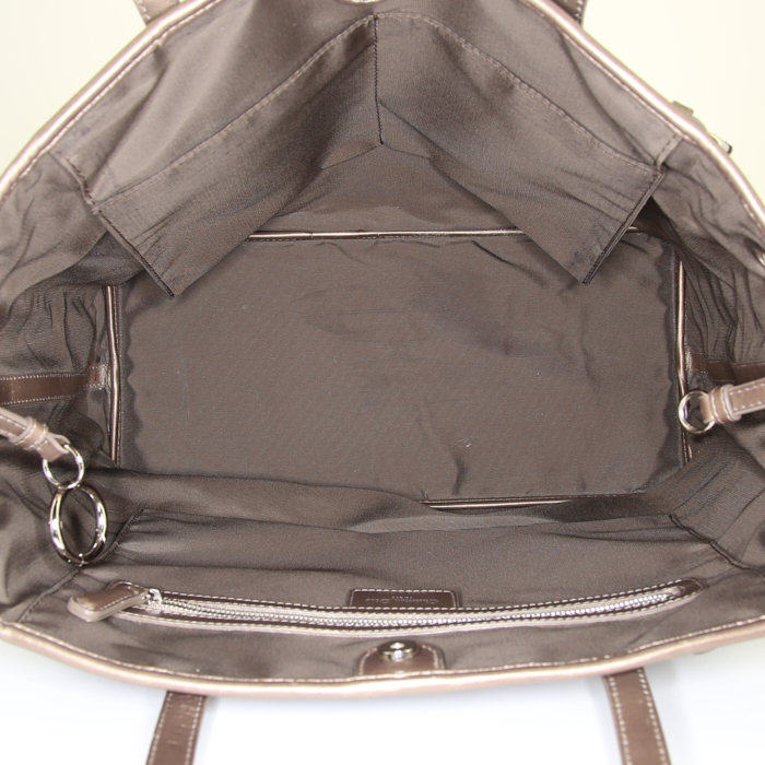 Sac à main Dior Panarea en toile cannage mordorée et cuir mordoré - Detail D2