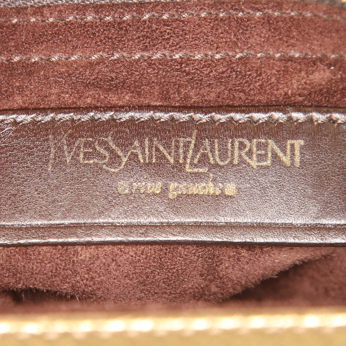 Bolso de mano Yves Saint Laurent Muse Two en cuero marrón dorado y ante marrón - Detail D3