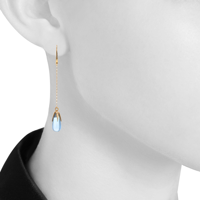 Paire de pendants d'oreilles mobile Pomellato Veleno en or jaune et topazes - Detail D1