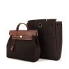 Mochila Hermès Herbag - Backpack modelo mediano en lona y cuero marrón - 00pp thumbnail