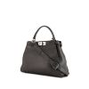 Fendi Peekaboo Selleria medium model shoulder bag in grey grained leather - 00pp thumbnail