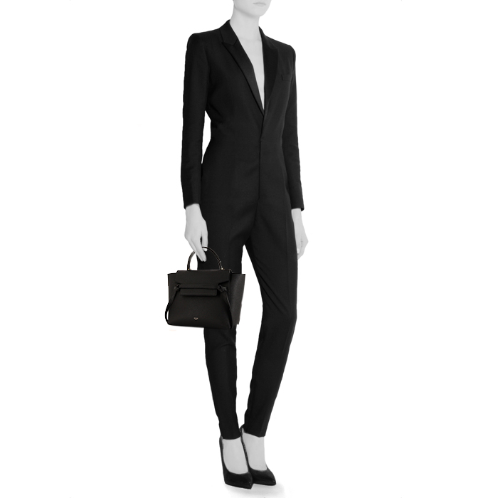 Sac à main Celine Belt petit en cuir noir - Detail D1