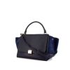 Celine Trapeze medium model handbag in blue leather and blue suede - 00pp thumbnail