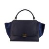 Celine Trapeze medium model handbag in blue leather and blue suede - 360 thumbnail
