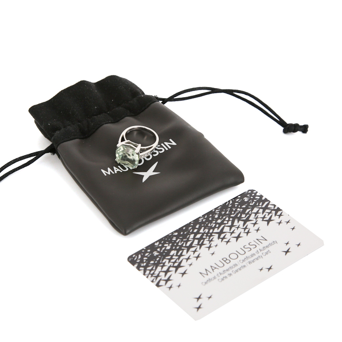 Bague Mauboussin Gueule d'Amour en or blanc et diamants et en quartz vert - Detail D2