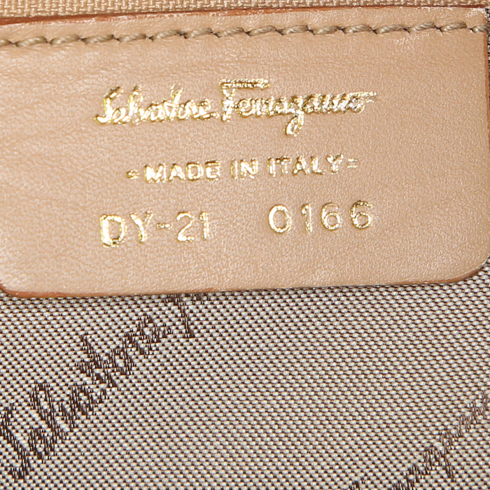 Borsa Salvatore Ferragamo Gancini in pelle beige - Detail D4